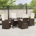 Conjunto de comedor de jardín de  de 5 piezas con cojines marrón de poliratán