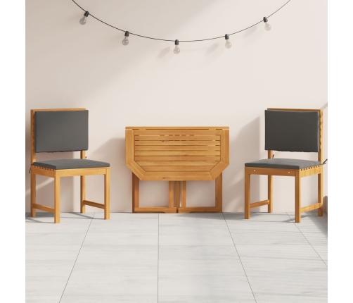 Conjunto de Comedor de Jardín de 3 Piezas  de Madera Maciza de Acacia