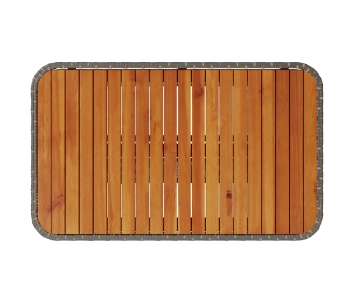 Conjunto de Comedor de Jardín de 3 Piezas con Cojines Gris en Poliratán y Acacia