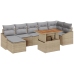 Conjunto de Comedor Jardín de 8 Piezas con Cojines Beige Ratán Polimérico