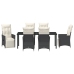 Set de Comedor de Jardín de 7 Piezas con Cojines Poliratán Negro