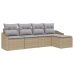 Sofá de Jardín Juego de 5 Beige, Gris Ratán, Poliéster