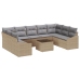 Set de Sofá de Jardín  de 10 Piezas con Cojines Ratán Sintético Beige