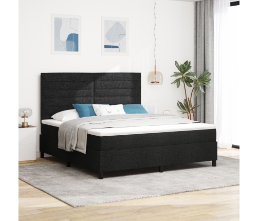 Cama Box Spring  con Colchón Negro Súper King Tela
