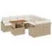 Conjunto de Sofá de Jardín  de 9 Piezas con Cojines Beige de Ratán Polietileno