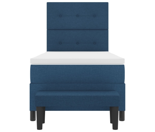 Cama Box Spring  con Colchón y Banco Azul 100x200 cm Tela