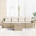 Conjunto de Sofá de Jardín de 5 Piezas con Cojines Beige Poliratán