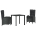 Set de Comedor de Jardín  de 3 Piezas en Ratán Poliéster Negro