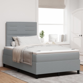 Cama con Base de Resorte con Colchón Gris Claro 120x200 cm Tela