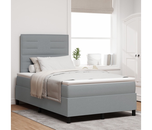 Cama con Base de Resorte con Colchón Gris Claro 120x200 cm Tela