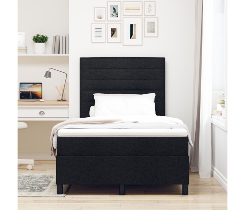 Cama tipo Box Spring con Colchón Negra 120x200 cm Tela