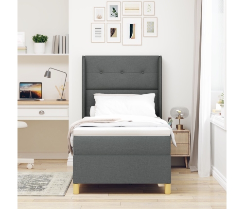 Cama con somier y colchón  Gris Oscuro 100x200 cm Tela