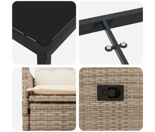 Set de comedor de jardín de 5 piezas  con cojines Beige Rattán poliéster
