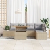 Set de 6 piezas de comedor de jardín con cojines beige Poliratán Acacia