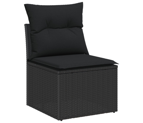 Set de Sofás de Jardín  Conjunto de 5 Negro Ratán