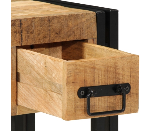 Mesa Auxiliar  con Cajón Negra 30x30x40 cm de Madera Maciza de Mango
