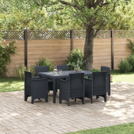Juego de Comedor de Jardín de 7 Piezas Anthracite de Rattan Poliéster