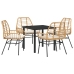 Conjunto de Comedor de Jardín de 5 Piezas con Cojines Marrón Polirratán