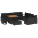 Set de Sofá de Jardín  de 13 Piezas con Cojines Negro Poliratán Acacia, Sofá de Jardín de 2 Plazas con Almacenamiento y Cojines Negro Poliratán, Set de Comedor de Jardín de 3 Piezas con Cojines Negro Poliratán Acacia