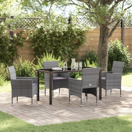 Juego de Comedor de Jardín  de 5 Piezas Gris Poliratán