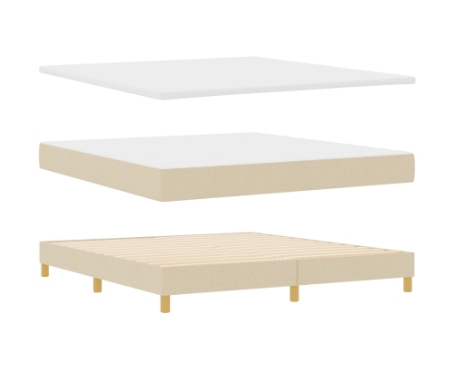 Cama con Box Spring  con Colchón Crema 180x200 cm Tela