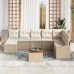 Set de Sofás de Jardín  de 9 Piezas con Cojines Beige Ratán Poliéster Acacia