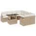 Conjunto de Sofá de Jardín de 9 Piezas con Cojines de Ratán Beige
