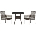 Conjunto de Comedor de Jardín  de 3 Piezas Marrón Ratán Poliéster
