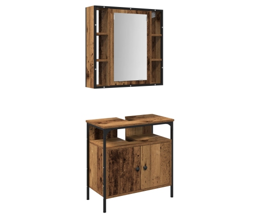 Set de Muebles de Baño de 2 Piezas de Madera Vieja y Madera Ingenierizada
