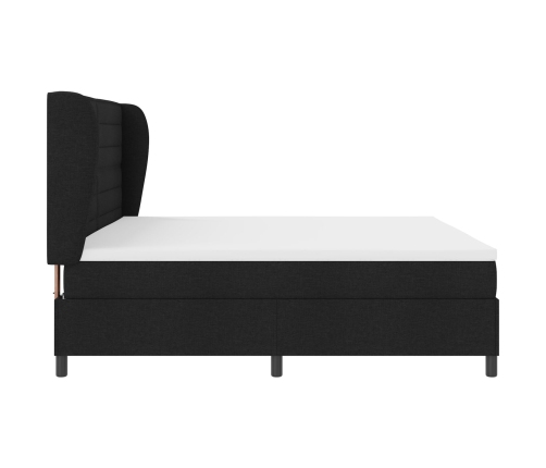 Cama Box Spring con Colchón  Negro 200x200 cm Tela