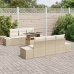 Conjunto de Sofá de Jardín de 7 Piezas con Cojines Beige de Ratán Sintético