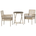 Conjunto de Bistro de Jardín de 3 Piezas  con Cojines Beige de Poliratán