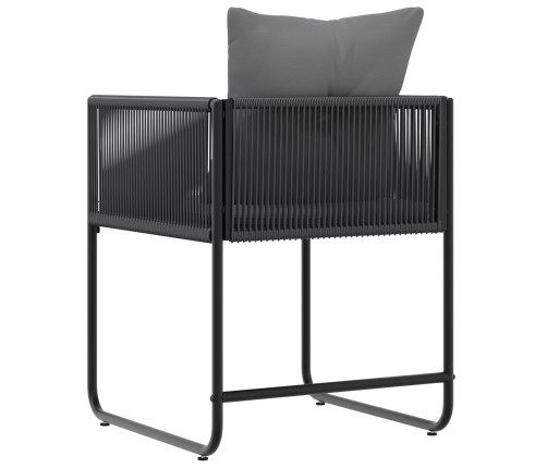 sillas de jardín  con cojines 4 pcs Rattan Poliéster Negro