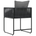 sillas de jardín  con cojines 4 pcs Rattan Poliéster Negro