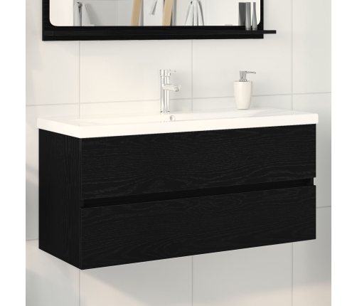 Mueble de lavabo  con lavabo integrado de roble negro y madera de ingeniería