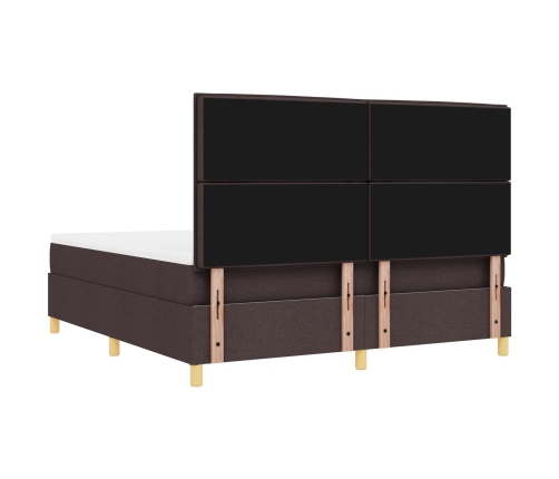 Cama Box Spring  con colchón y banco Marrón Oscuro 180x200 cm Tela