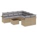 Juego de Sofá de Jardín de 9 Piezas con Cojines Beige Poli Rattan,  Sofá de Jardín de 2 Plazas con Almacenamiento y Cojines Beige Poli Rattan