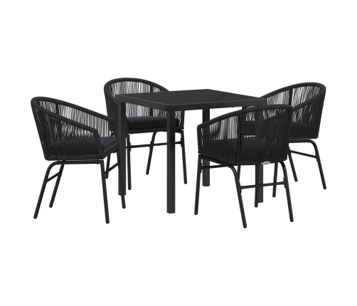 Conjunto de Comedor de Jardín de 5 Piezas Negro Ratán Polímero