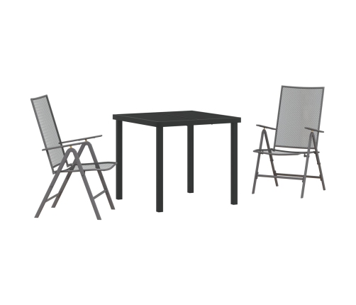 Conjunto de Comedor de Jardín de 3 Piezas  Acero Antracita