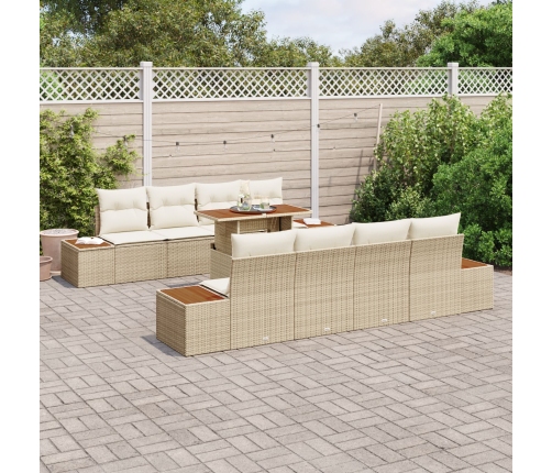 Conjunto de sofá de jardín  Conjunto de 9 piezas Beige Ratán