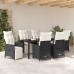 Set de Comedor de Jardín  de 7 Piezas con Cojines de Poliratán Negro