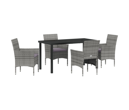 Set de Jardín de 5 Piezas  Gris Ratán Poliéster