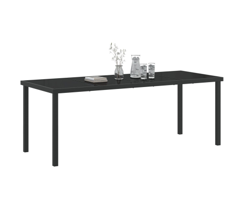 Mesa de Jardín  Negra 200x80x73 cm con Vidrio Templado