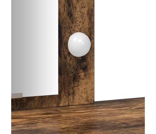 mesa de tocador  con luces LED Roble Ahumado 102x33x135 cm