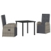 Set de comedor de jardín de 3 piezas con cojines Ratán Poliéster Gris