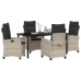 Set Comedor Jardín 5 Piezas con Cojines Gris Claro Poliratán