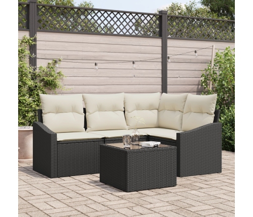 Conjunto de Sofás de Jardín  Set de 5 Cojines beige y estructura negra