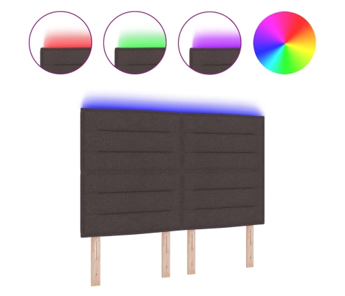 Cabecera LED  Diseño en Líneas Marrón Oscuro 80 cm Tela