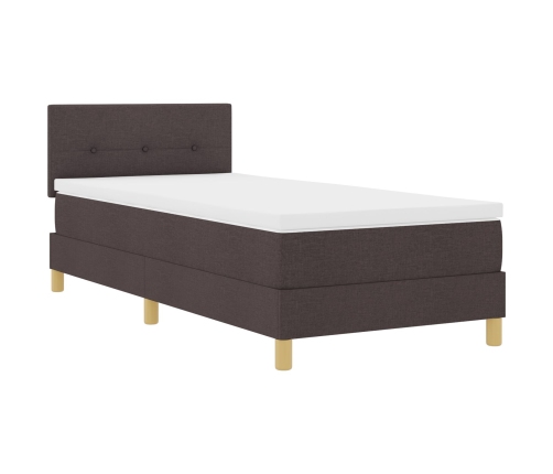 Cama de Resorte  con Colchón Marrón 90x200 cm Tela