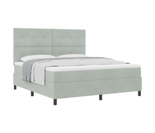 Cama Box Spring  con colchón Gris Claro Super King Terciopelo